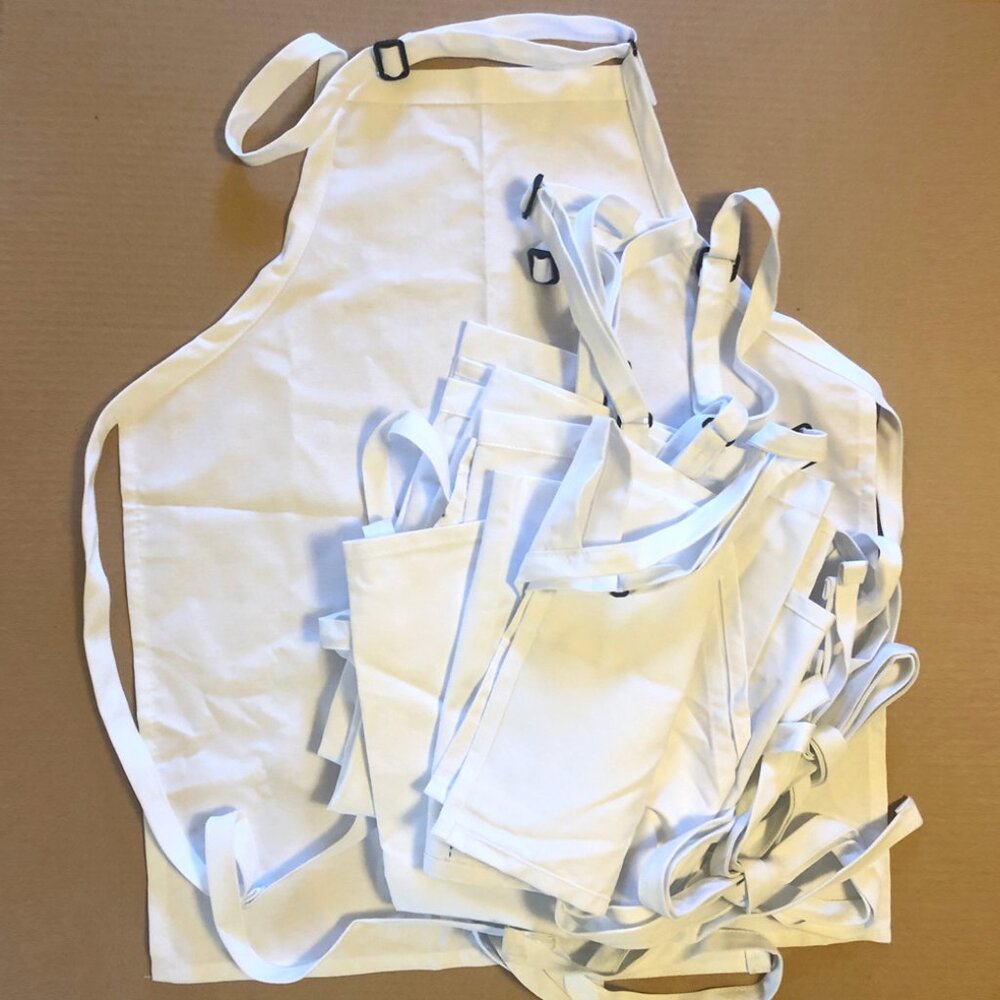 Bundle of 6 White Chef Aprons – Made in USA -- NWOT